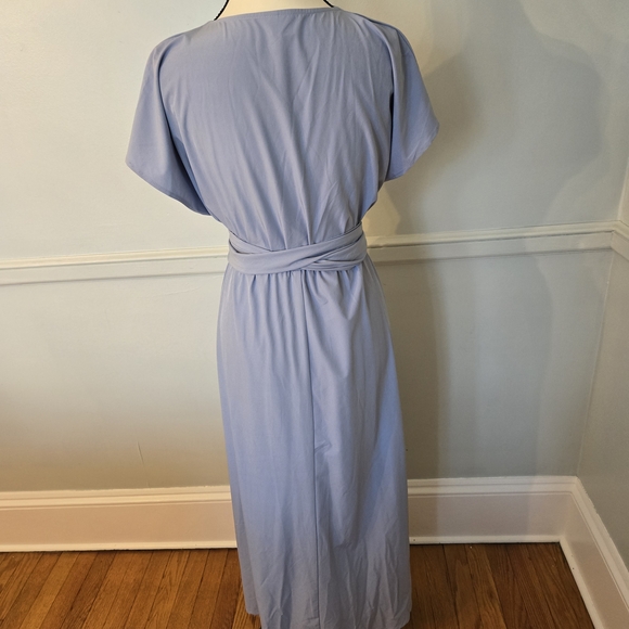 HALARA Light Blue Midi Wrap Dress Soft Smooth Knit. Its A Nod To A Diane Von Fur - Picture 3 of 3